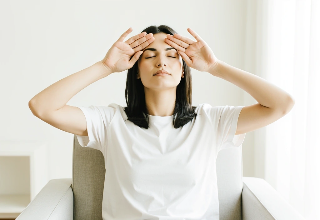 Person praktiziert Augenentspannung